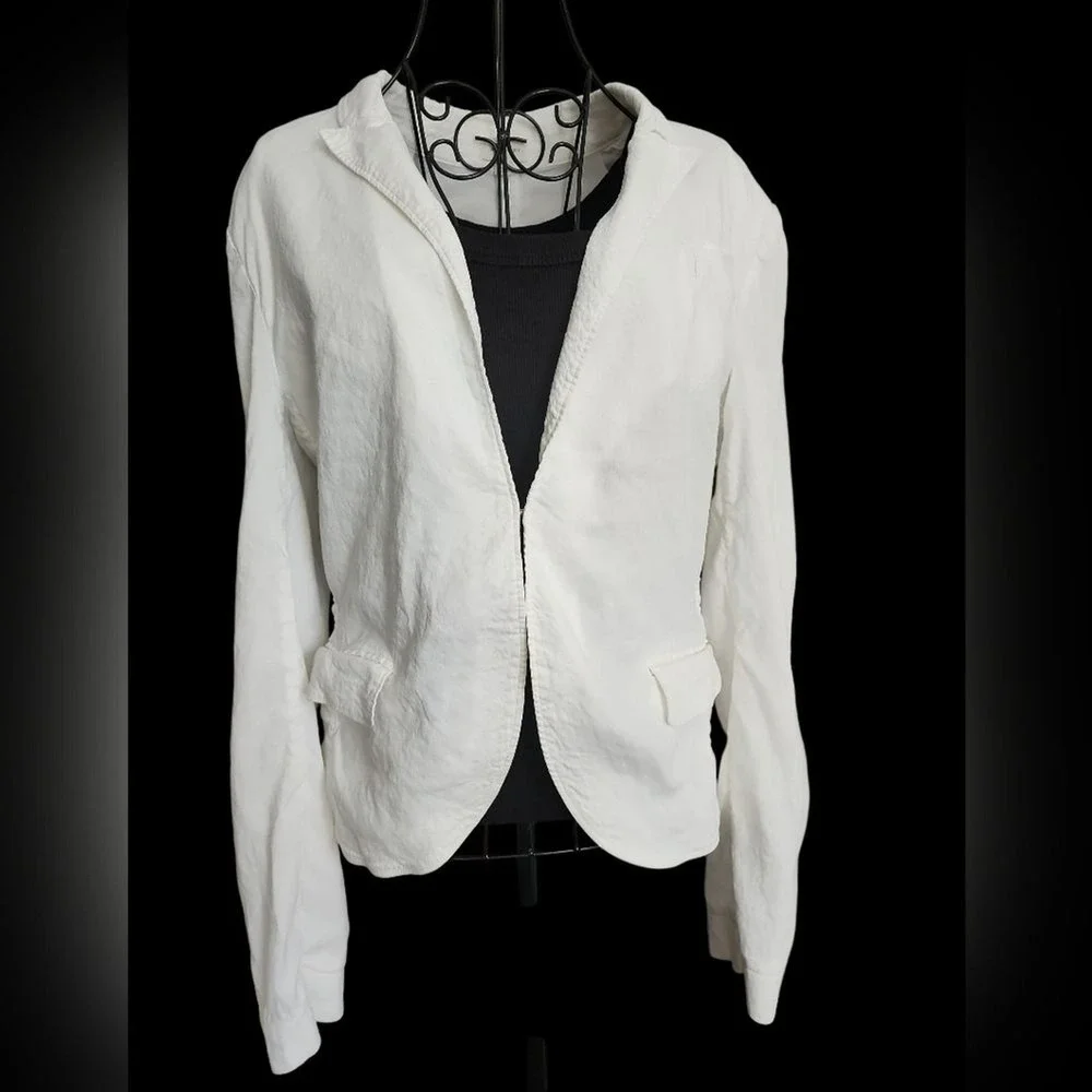 Witchery Linen Blend Blazer Women Medium (AU14) White Professional Minimalist